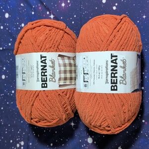2 Brand New Skeins Bernat Blanket Yarn PUMPKIN SPICE Smoke Free Home